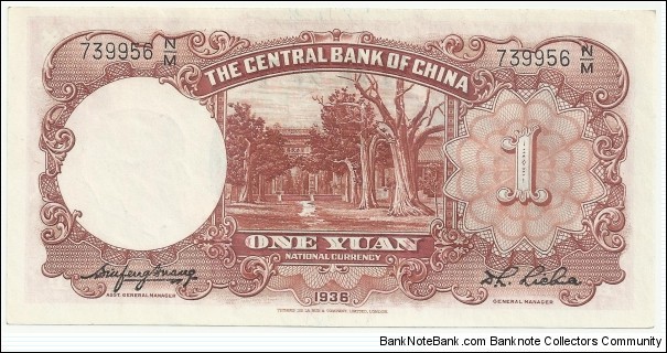 Banknote from China year 1936