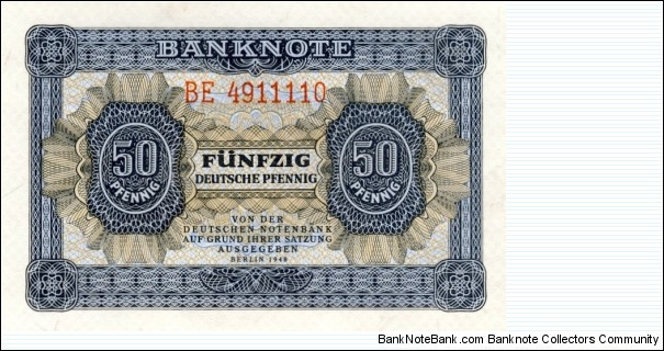 50 Pfennig - East Germany Banknote
