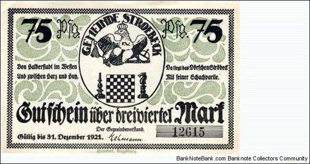 75 Pfg. Notgeld - Stroebeck Banknote