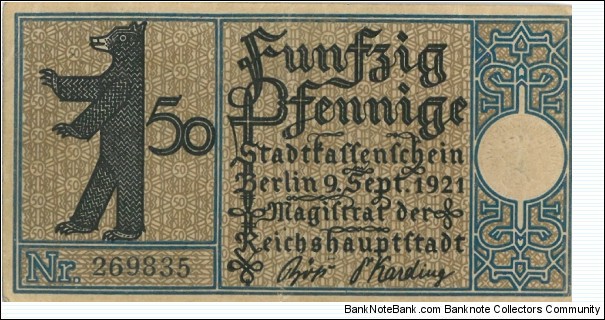 Banknote from Germany year 1921