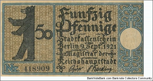 Banknote from Germany year 1921