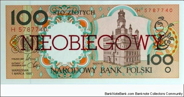 100 Złotych - Nieobiegowy Banknote