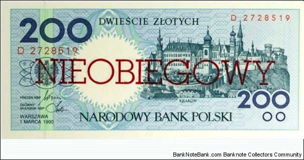 200 Złotych - Nieobiegowy Banknote