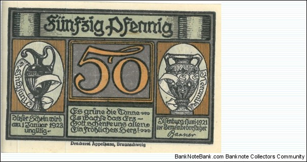 Notgeld:
Iisenburg Banknote