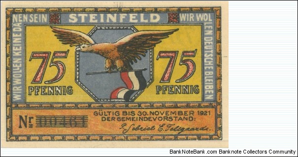 Notgeld:
Steinfeld Banknote