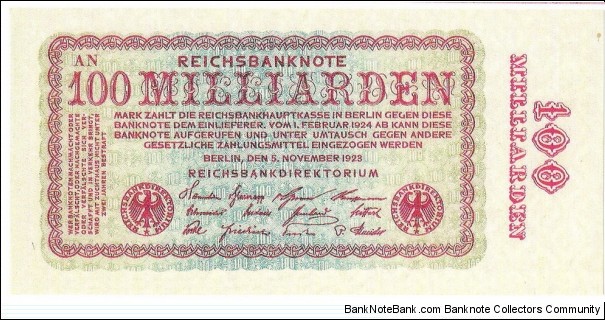 100.000.000.000 Mark(Weimar Republic 1923/ Modern Reprint) Banknote