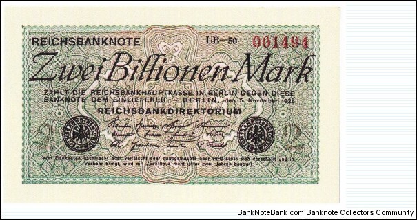 2.000.000.000.000 Mark(Weimar Republic 1923/ Modern Reprint) Banknote