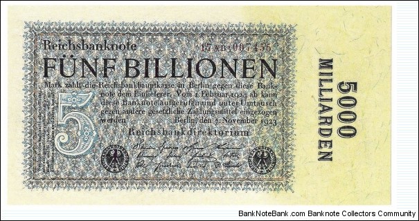 5.000.000.000.000 Mark(Weimar Republic 1923/ Modern Reprint) Banknote