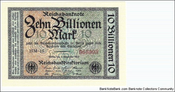 10.000.000.000.000 Mark(Weimar Republic 1923/ Modern Reprint) Banknote
