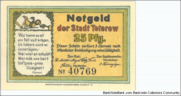 Notgeld:
Teterow (1316.1) Banknote