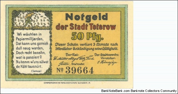 Notgeld:
Teterow (1361.1) Banknote