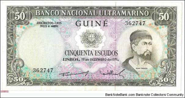 50 Escudos(Portuguese Guinea 1971) Banknote