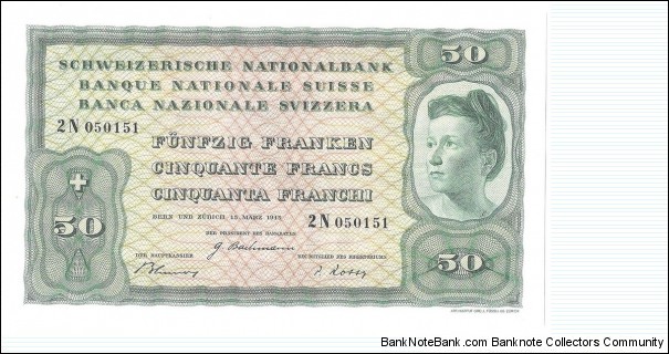 50 Franken(Reserve Series 1945/ Modern Reprint) Banknote