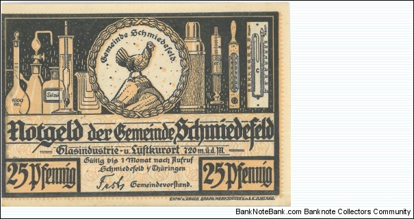 Notgeld:
Schmiedefeld
(1 of 6) Banknote
