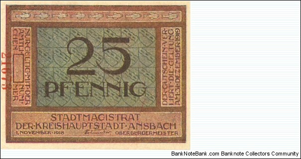 Notgeld:
Ansbach Banknote
