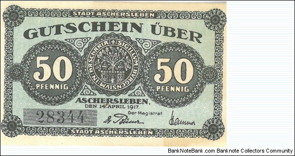 Notgeld:
Verkehrsausgaben
Aschersleben Banknote