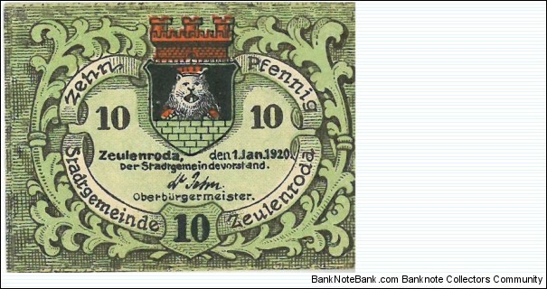 Notgeld:
Verkehrsausgaben
Zeuienroda Banknote