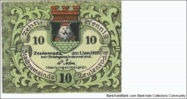 Notgeld:
Verkehrsausgaben
Zeuienroda Banknote