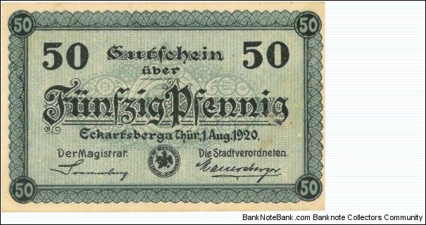 Notgeld:
Verkehrsausgaben
Eckarlsberg Banknote