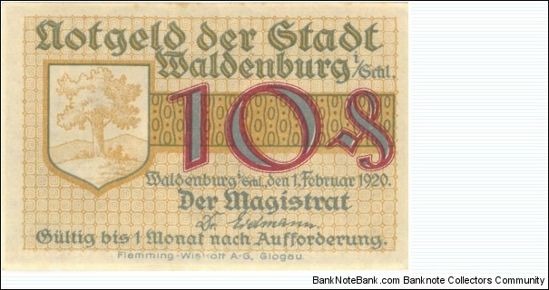 Notgeld:
Waldenburg Banknote