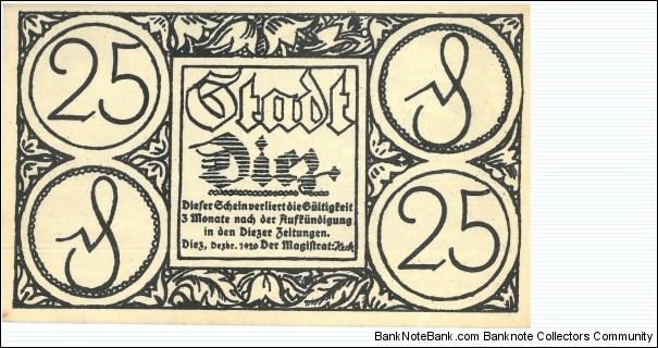 Notgeld:
Diez Banknote