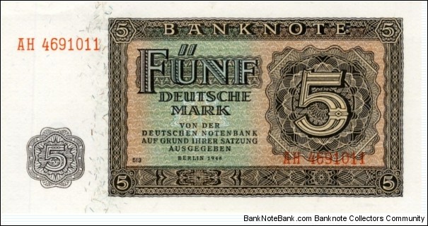 5 Mark - East Germany Banknote