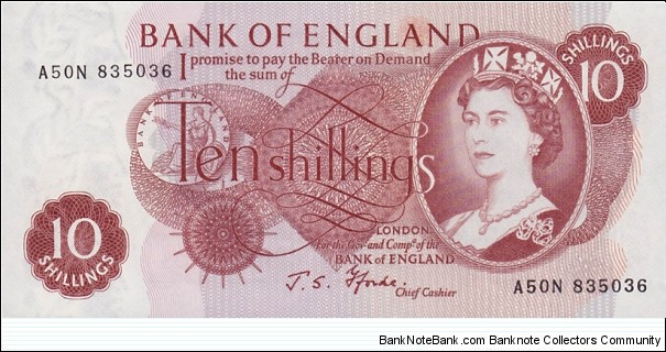 United Kingdom P373c (10 shillings ND) Banknote