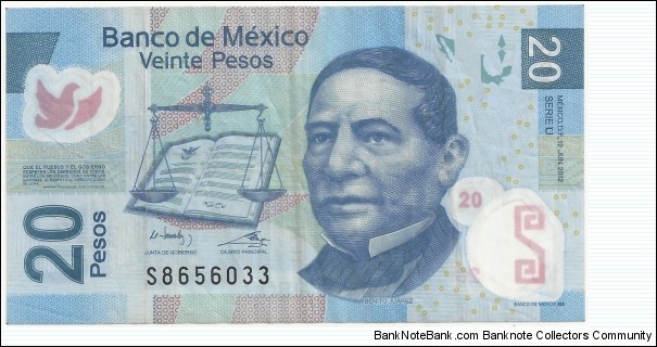 Mexico 20 Pesos 2012-plastic Banknote