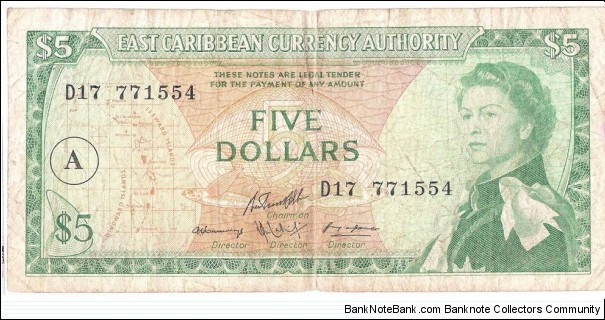 5 Dollars(Antigua/1965) Banknote