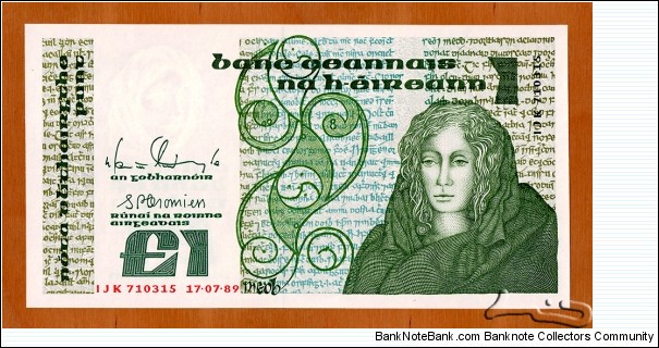 Ireland | 
1 Pound, 1989 | 

Obverse: Queen Medb (Maeve; 