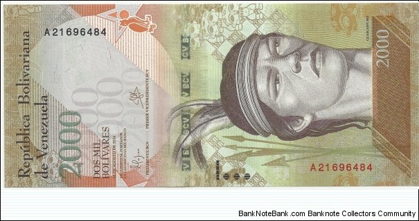 Venezuela 2000 Bolivares 2016 Banknote
