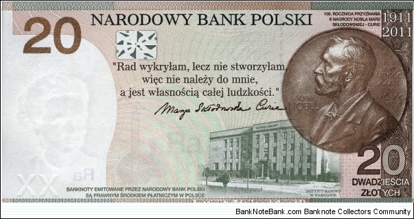 Banknote from Poland year 2011