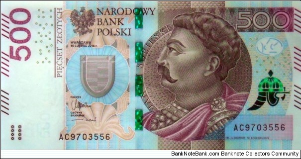 500 Złotych - King Jan III Sobieski Banknote