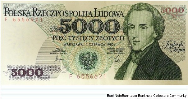 5000 Złotych - Fryderyk Chopin Banknote