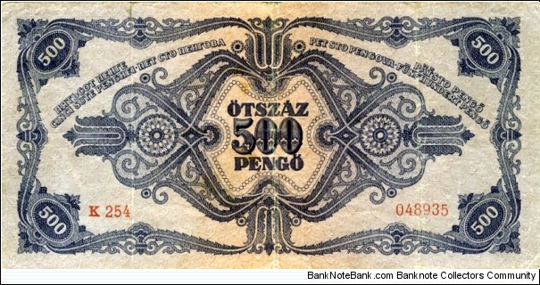 Banknote from Hungary year 1945