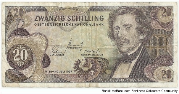 Austria 20 Schilling 1967 Banknote