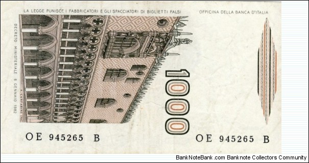 Banknote from Italy year 1982