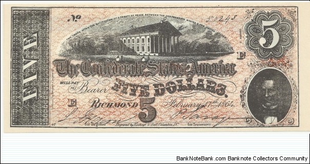 CSA-BN 5 Dollars 1864 replika Banknote