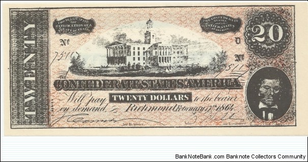 CSA-BN 20 Dollars 1864 replika Banknote
