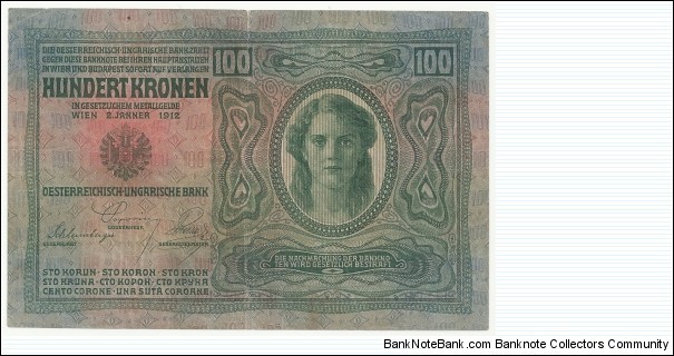 AustroHungary 100 Korona 1912, for Hungary Banknote