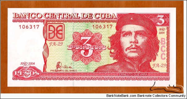 Cuba | 
3 Pesos, 2004 | 

Obverse: Ernesto 