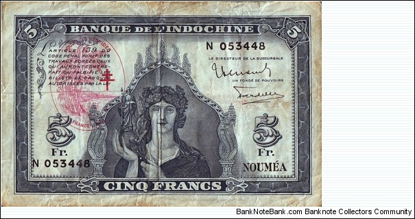 New Hebrides N.D. 5 Francs. Banknote