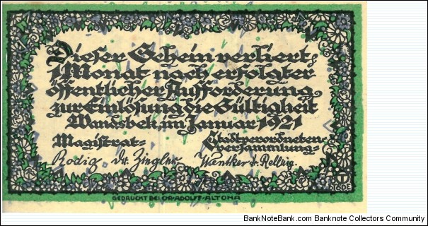 Banknote from Germany year 1921