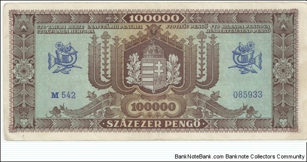 Banknote from Hungary year 1945