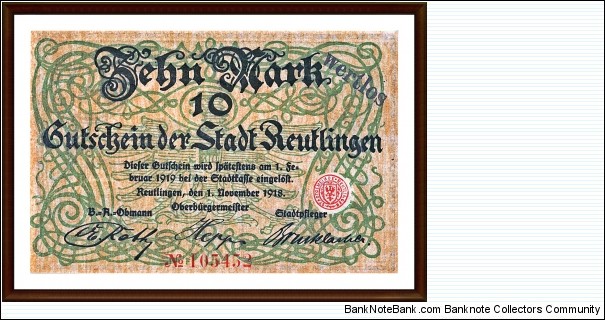 Notgeld
Reutlingen Banknote