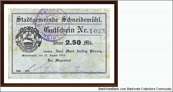 Notgeld
Schniedemuhl Banknote