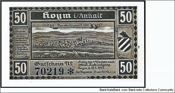 Banknote from Germany year 1921