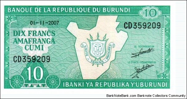 Banknote from Burundi year 2007