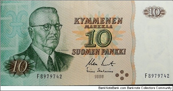 10 Markkaa - Juho Kusti Paasikivi Banknote
