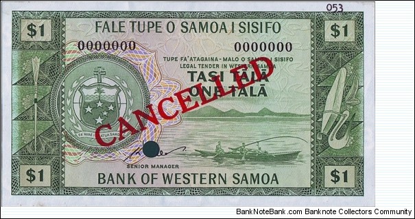 Western Samoa N.D. 1 Tala.

Specimen. Banknote